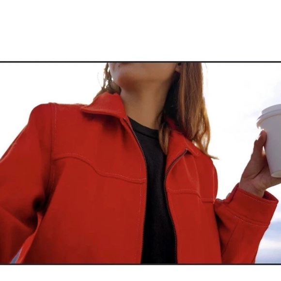 Rare Wyllis Clothing Cherry Red Cropped Wool Zanzi Pilot Jacket Western Chic - Picture 8 of 16